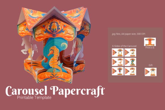 Download Carousel 3d Papercraft DIYtemplate - Craft Collection
