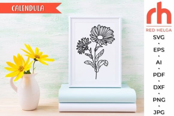 Download Calendula SVG, October Birth Flower DXF - Flower dxf Collection