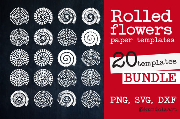 Download Rolled Flower Paper Template SVG. - Rolled Collection
