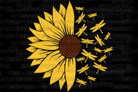Download Half Sunflower with Dragonfly Svg - Premium Bundle