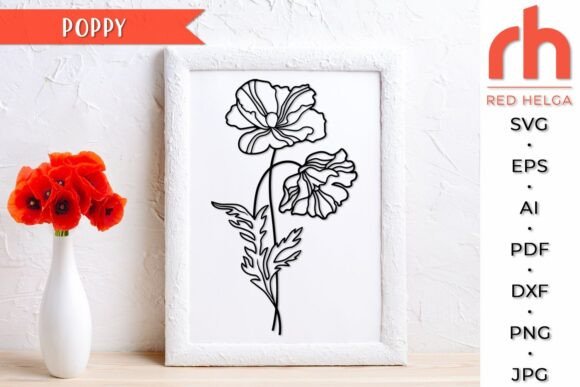 Download Poppy SVG, Leo Flower DXF, August Plant - Flower dxf Collection