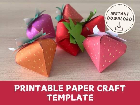 Download 3D Paper Strawberry Craft Template - Craft Collection